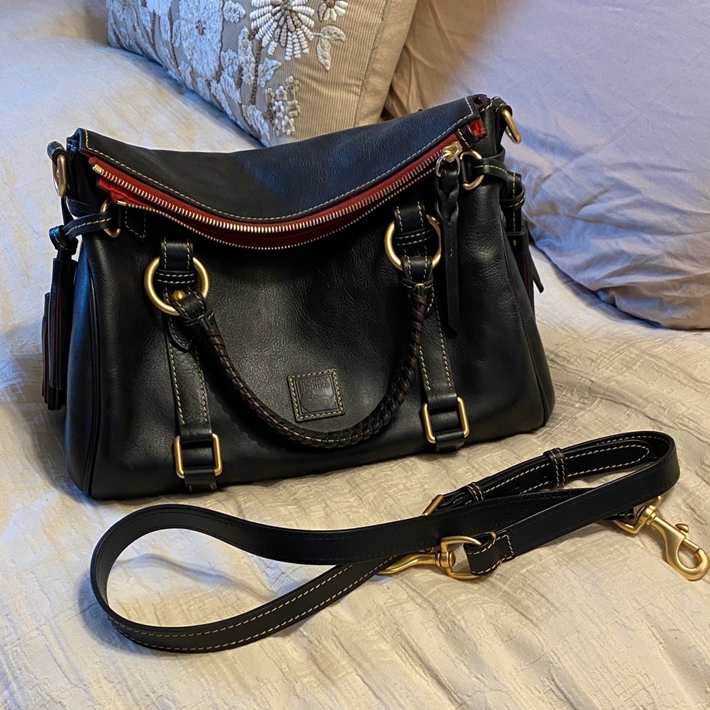 Dooney & Burke limited edition black leather Florentine satchel